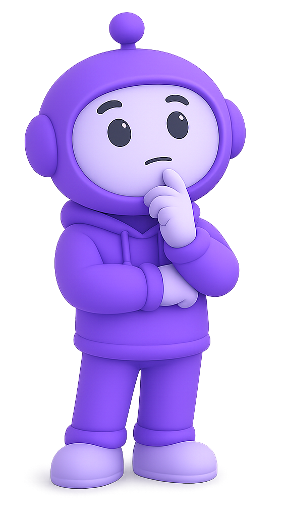 La imagen muestra un personaje tipo asistente virtual en estilo 3D, con apariencia amigable y moderna.
Es de color morado, con forma de robot humanoide, expresión pensativa y gesto reflexivo (mano en el mentón).
Transmite inteligencia, análisis y cercanía, ideal para representar una inteligencia artificial que ayuda a tomar decisiones.
No es una persona real, es un personaje animado, lo cual es perfecto para una marca tecnológica como Lubot.
Asistente de IA para ventas automatizadas analizando clientes y oportunidades de negocio