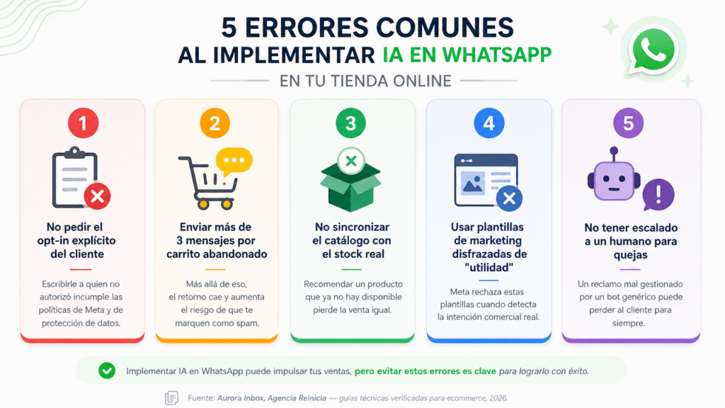 Lubot te muestra los 5 errores que le cuestan ventas a tu tienda online al implementar IA en WhatsApp