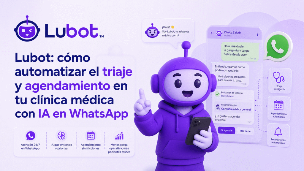 Lubot: cómo automatizar el triaje y agendamiento en tu clínica médica con IA en WhatsApp