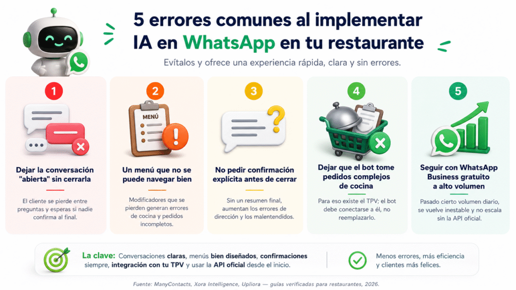 Lubot te muestra los 5 errores que le cuestan reservas y pedidos a tu restaurante al implementar IA en WhatsApp
