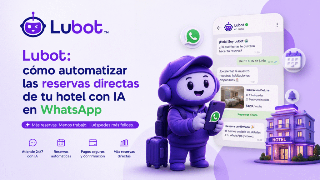 Lubot: cómo automatizar las reservas directas de tu hotel con IA en WhatsApp